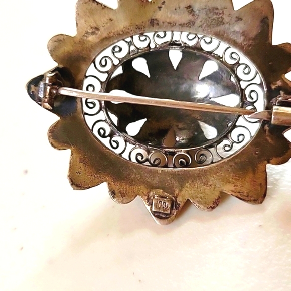 Antique Sterling 800 European Brooch - Picture 3 of 4
